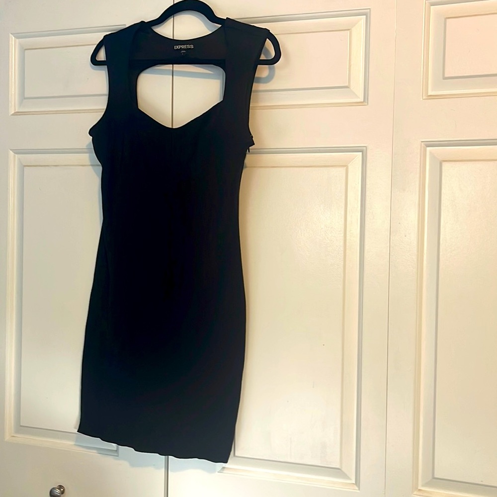 Express Black Mini Dress cut-out back Size 8
